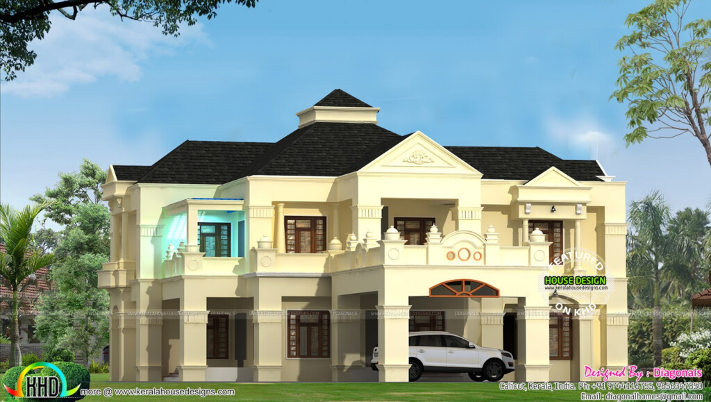 Colonial Style 4500 Sq ft Home Design Kerala Home Design And Floor Plans - 4500 SQ FT One Story House Plans