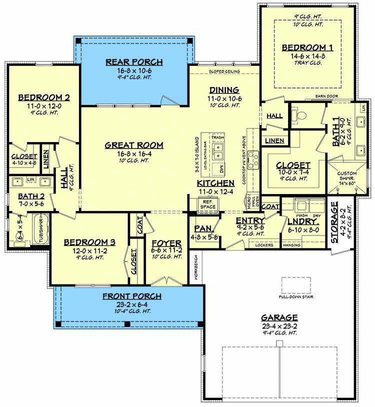 Compact Modern Farmhouse Under 1800 Square Feet With 3 Bedrooms  - 18 000 SQ FT House Plans