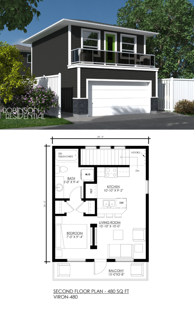 Contemporary Viron 480 Robinson Plans Carriage House Plans Garage  - 480 SQ FT House Plans With Car Parking