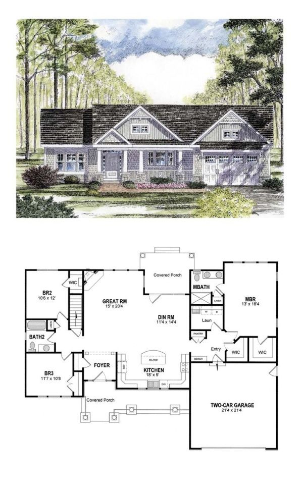 Craftsman House Plan 94182 Total Living Area 1720 Sq Ft 3  - 1720 SQ FT House Plan