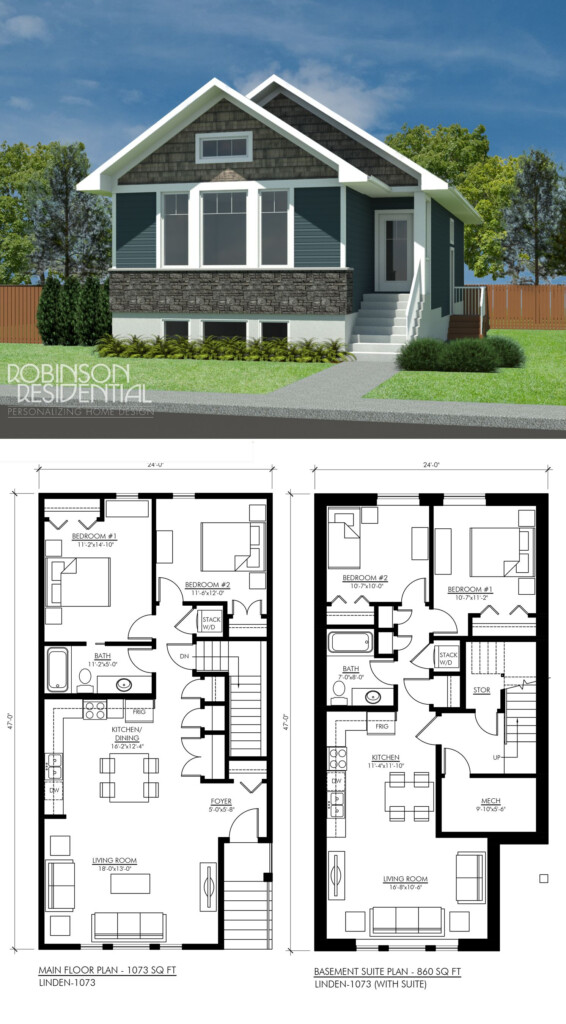 Craftsman Linden 1073 with Suite Robinson Plans - 1073 SQ FT House Floor Plan