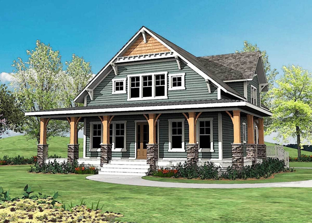 Craftsman With Wrap Around Porch 500015VV 2nd Floor Laundry 2nd  - 2000 SQ FT House Plans With Wrap Around Porch