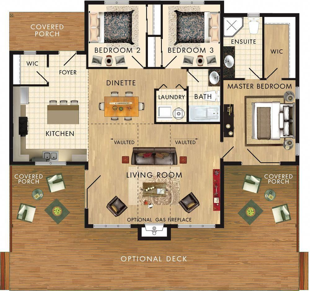 Dorset II 3 Bed 2 Bath 1296 Sq Feet Living Room 21 x 16  - 1296 SQ FT House Floor Plan