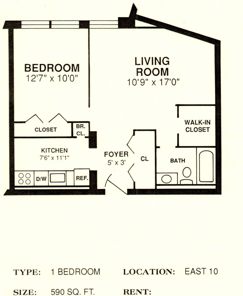 East 10 590 Sq Ft Junior 1 Bedroom Hotel Room Design Floor Plans  - 590 SQ FT House Plans