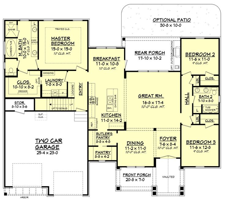 Floor Plan For 3 Bedroom 2073 Sq Ft Country House Plan 142 1177  - 2073 SQ FT House Plan