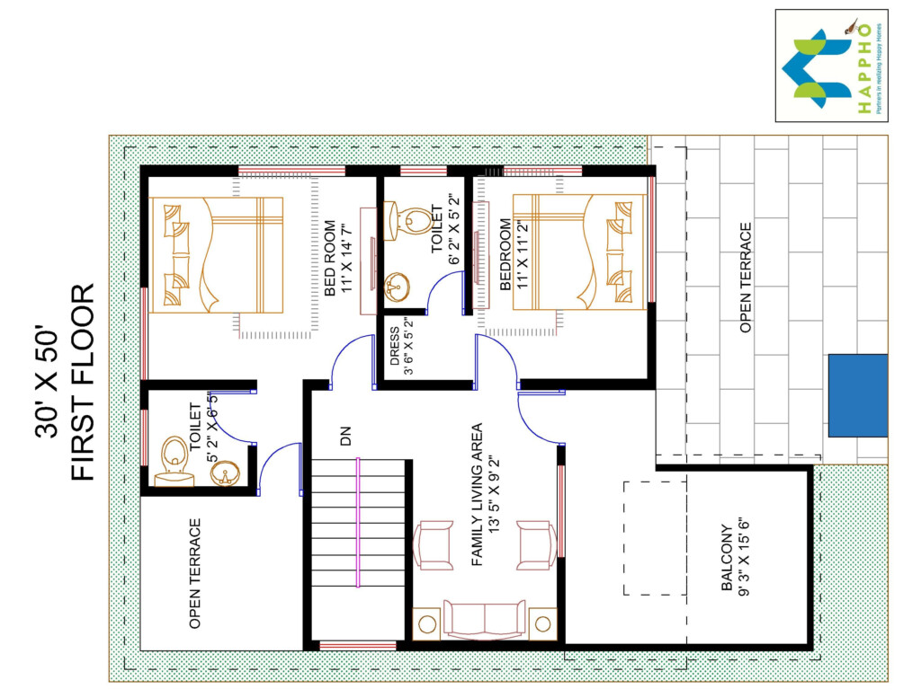 Floor Plan For 30 X 50 Plot 4 BHK 1500 Square Feet 166 Square Yards  - 4 Bhk House Plan In 1500 SQ FT Pdf