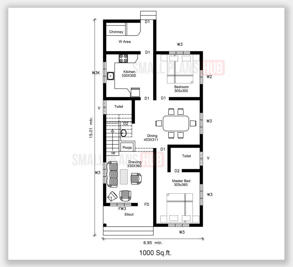 Four Bedroom Double Storey House Plan And Elevation 1600 Sq ft SMALL  - 1600 SQ FT 4 Bedroom House Plans