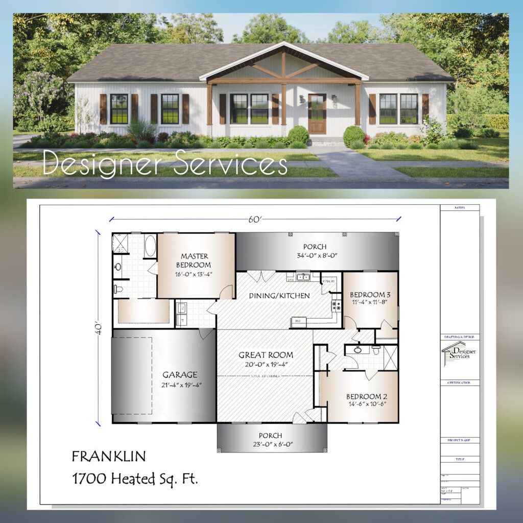 Franklin House Plan 1700 Square Feet Etsy - 1700 To 2000 SQ FT House Plans