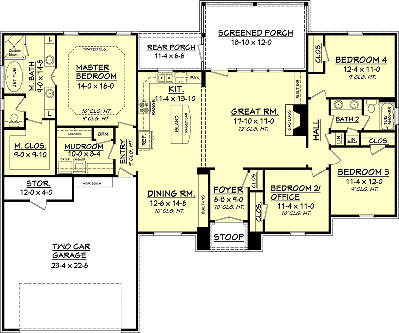 House Plan 142 1092 4 Bdrm 2 000 Sq Ft Acadian Home ThePlanCollection - Acadian Style House Plans 2000 SQ FT