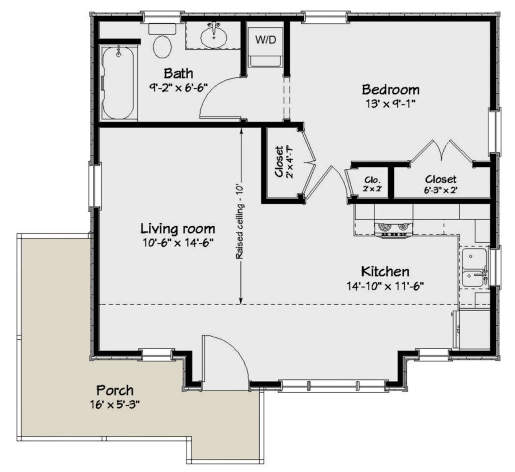 House Plan 1502 00006 Cottage Plan 600 Square Feet 1 Bedroom 1  - 600 SQ FT House Open Floor Plans