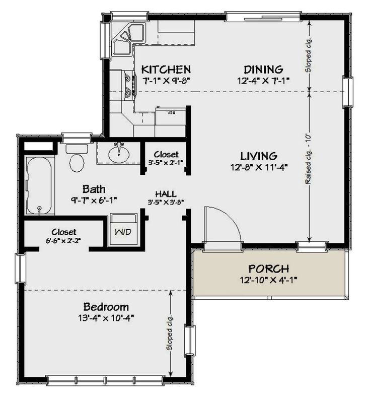 House Plan 1502 00010 Cottage Plan 630 Square Feet 1 Bedroom 1 Bathroom Cottage Floor  - 630 SQ FT House Plan