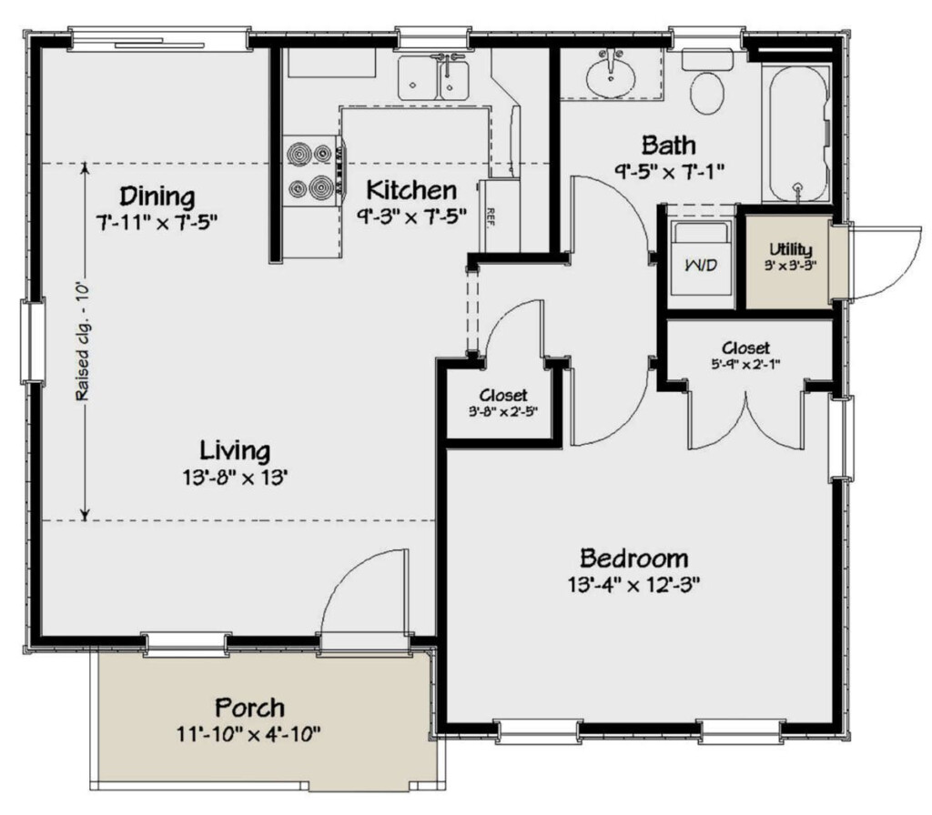 House Plan 1502 00011 Cottage Plan 550 Square Feet 1 Bedroom 1  - 550 SQ FT House Plans 1 Bedroom