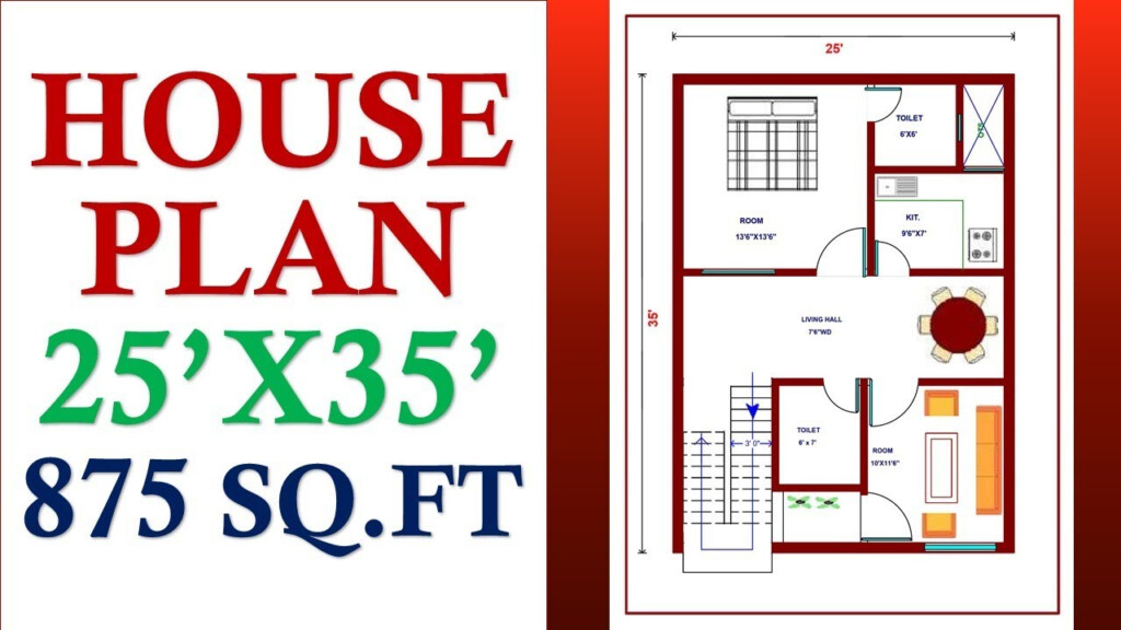 HOUSE PLAN 25 X35 875 SQ FT YouTube - 875 SQ FT House Plans 3 Bedroom