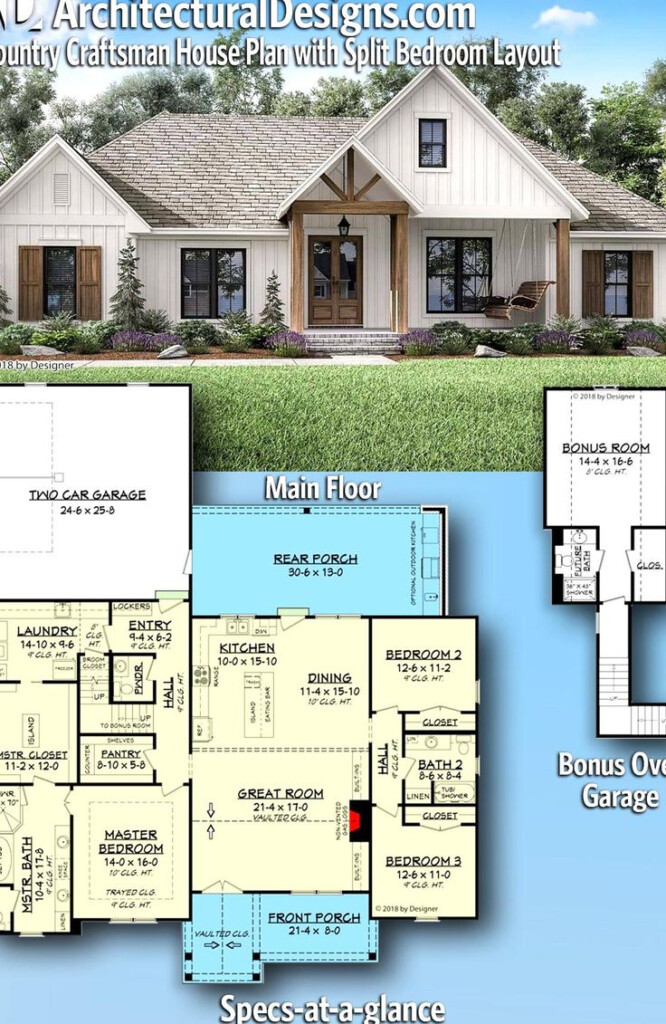 House Plan 51796HZ Gives You 2200 Square Feet Of Living Space With 3  - 3Br 2Ba House Plans 2200 SQ FT