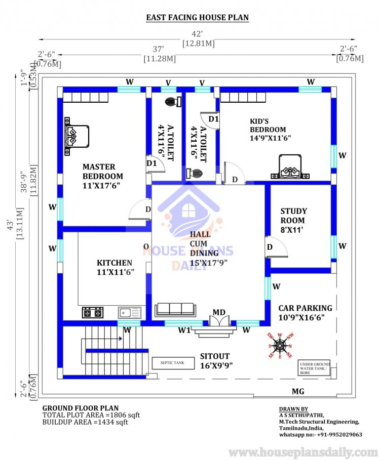 House Plan With Structural Drawing 1800 Sqft House Plan 1800 Sqft  - House Plan For 1800 SQ FT Plot