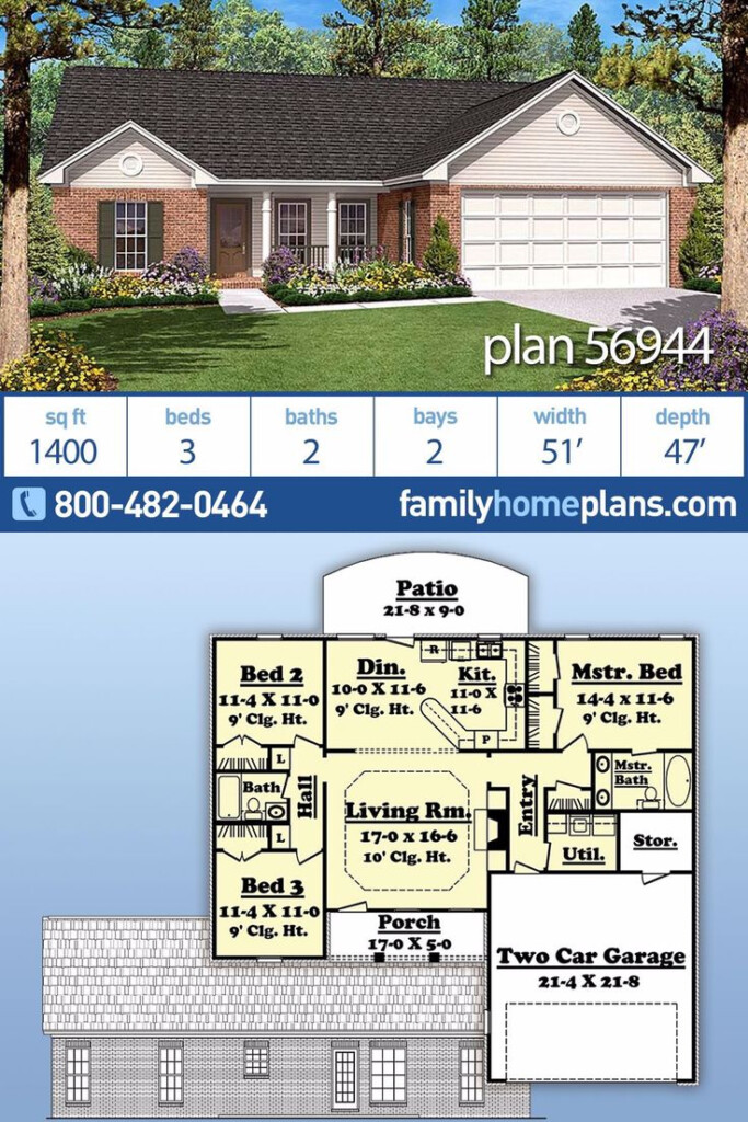 How To Choose The Right House Plans 1400 Sq Ft For Your Needs House Plans - 1400 SQ FT Ranch Wide House Plans