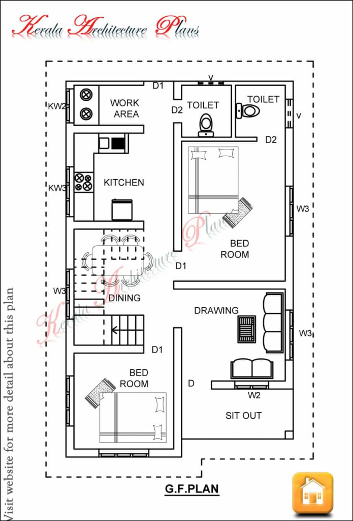 Kerala House Plans 1200 Sq Ft With Photos KHP - Kerala Style House Plans 1200 SQ FT