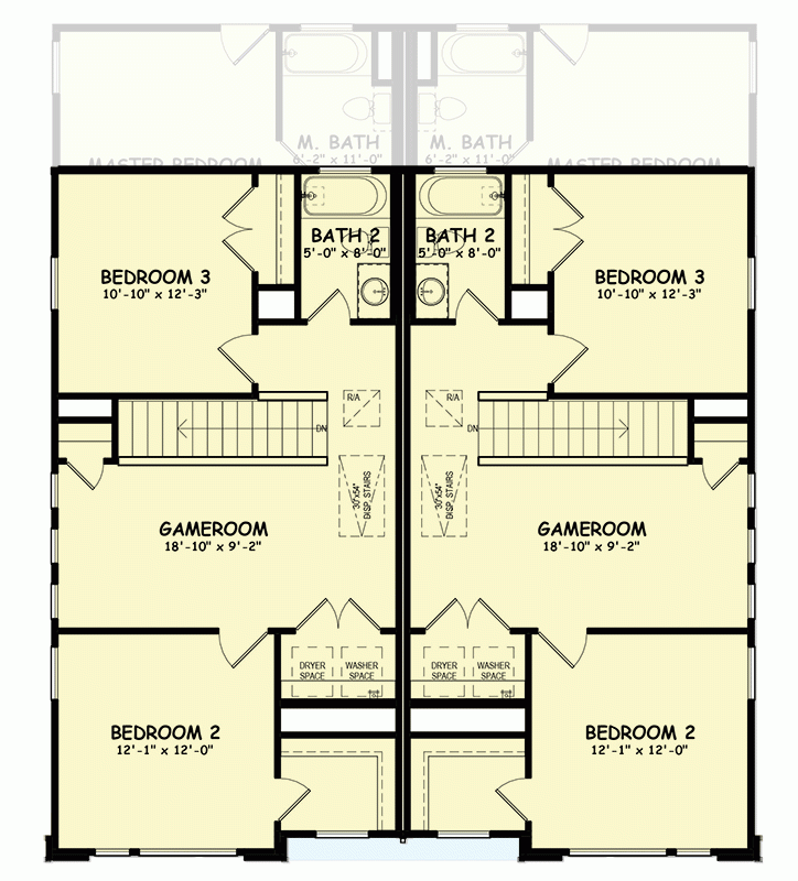 Modern Duplex House Plan With 1620 Square Foot 3 Bed Units 100302GHR  - 1620 SQ FT House Plans