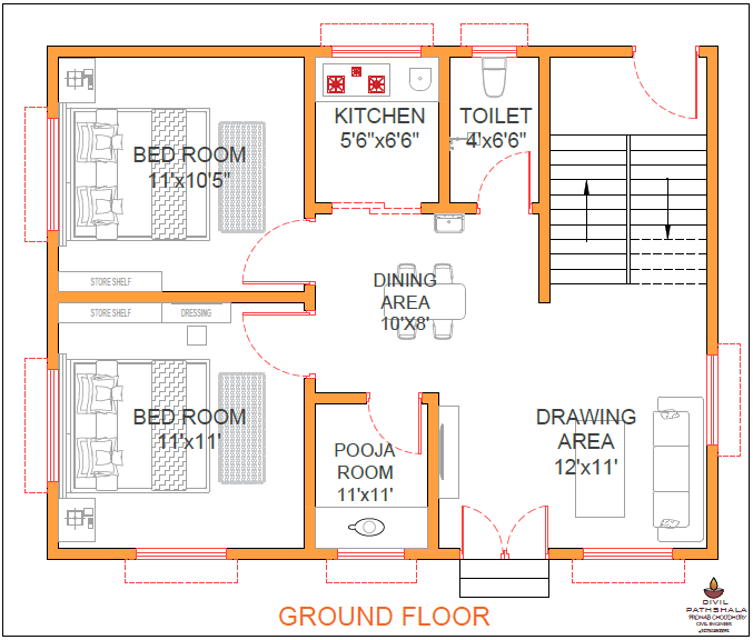 Modern House Plan 700 Sq Ft House Plan Indian House Plan Ground  - 700 SQ FT Indian House Plans