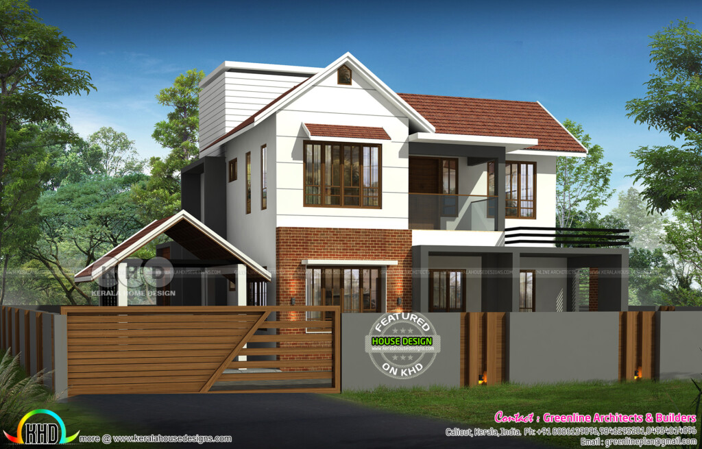 Modern Sloped Roof 2300 Sq ft Home Plan Kerala Home Design And Floor  - 2300 SQ FT House Plans In Kerala