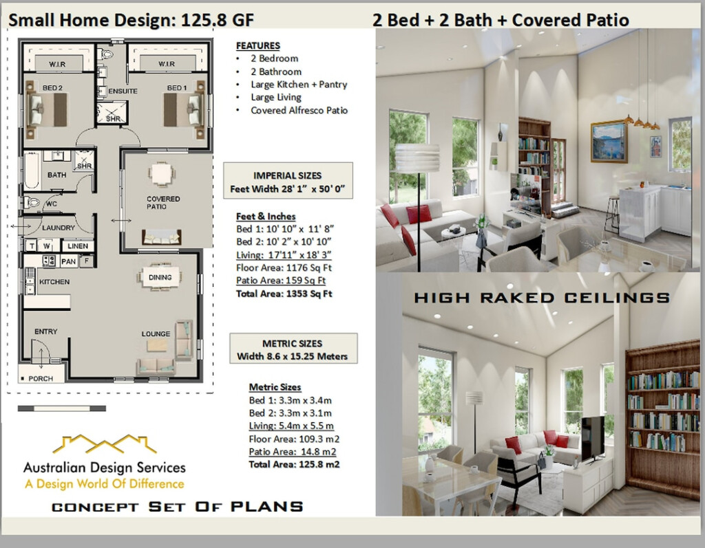 Modern Small 2 Bedroom 2 Bathroom House Design Under 1500 Sq Foot House  - 2 Bedroom 2 Bath House Plans Under 1500 SQ FT