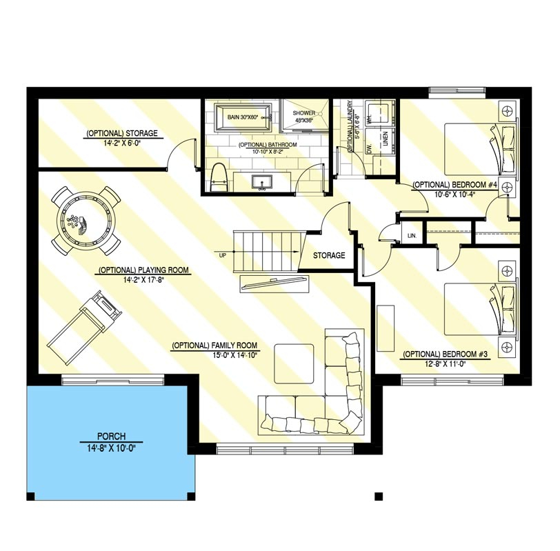 New American Country House Plan With Optional Basement 1245 Sq Ft  - 1245 SQ FT House Plans