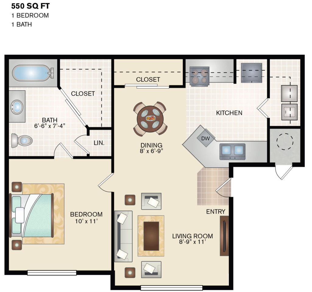 One Bedroom One Bath Floor Plan 550 Sq Ft House Plans One  - 550 SQ FT House Plans 1 Bedroom