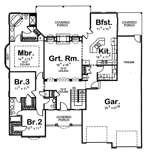 One Story 1 800 Square Foot Traditional House Plan 62427DJ  - 1800 SQ FT House Plans One Story