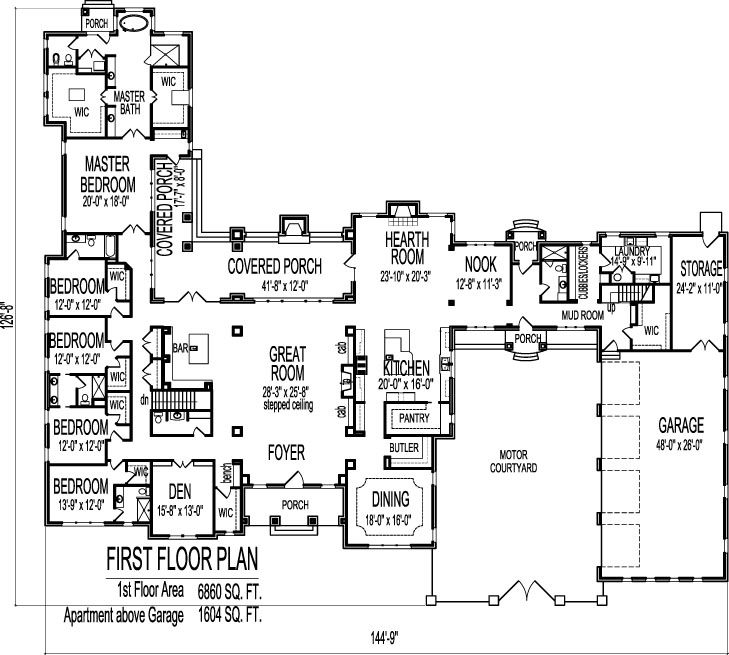 One Story Floor Plan Single Story House Floor Plans Large House  - 25 000 SQ FT House Plans