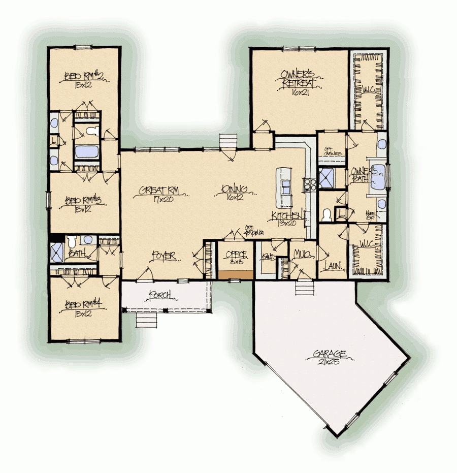 One Story House Plans Over 3000 Square Feet Iam Home Design - 3000 SQ FT House Plans With Courtyard