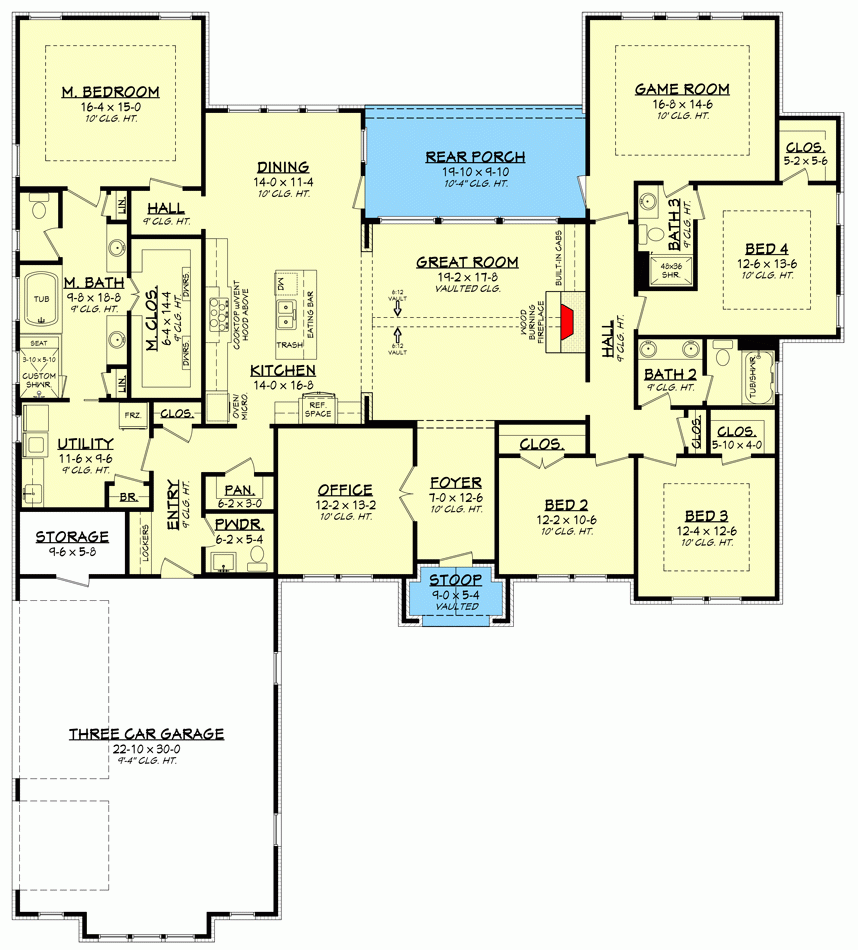 One Story Living 4 Bed Texas Style Ranch Home Plan 51795HZ  - 10000 SQ FT Ranch Style House Plans