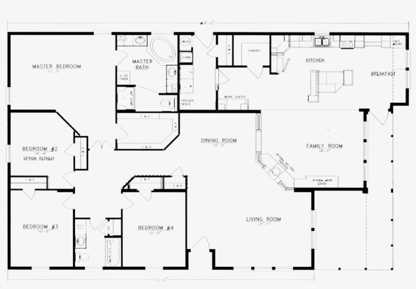 Plain Decoration 4 Bedroom 2 Bath House Plans 4 Bedroom 4 Bed 2 Bath  - 1373 SQ FT 4 Bedroom 2 Bath House Floor Plans