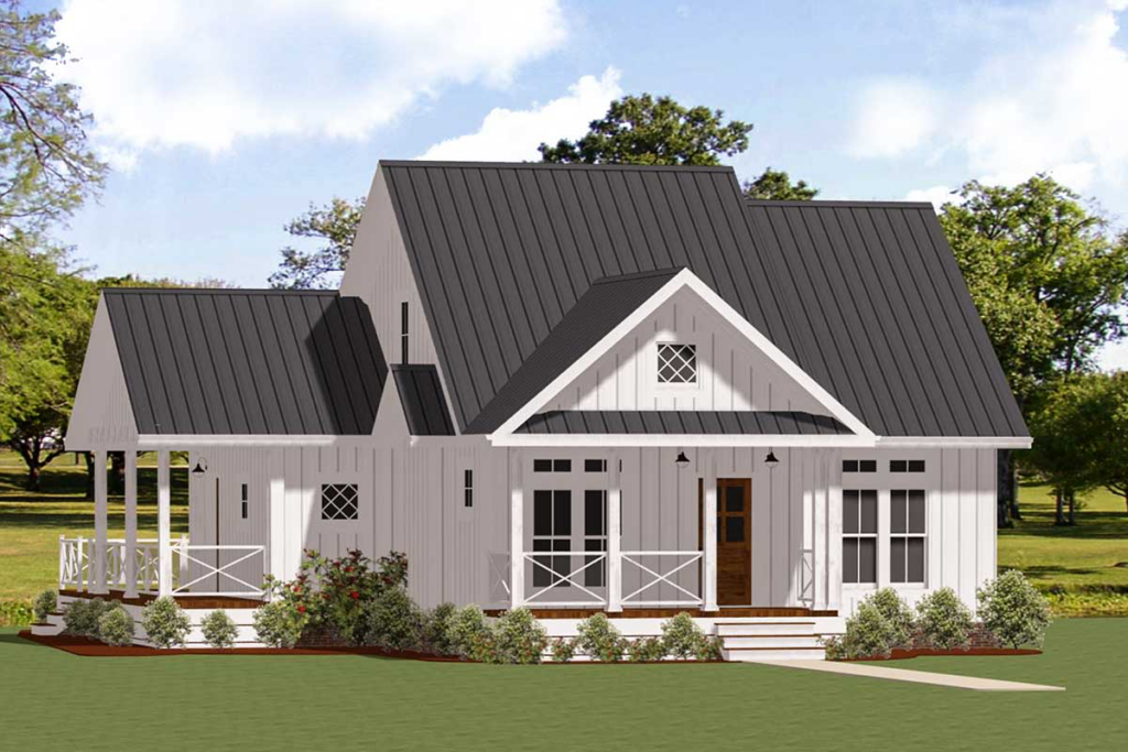 Plan 46367LA Charming One Story Two Bed Farmhouse Plan With Wrap  - 1400 SQ FT House Plans With Wrap Around Porch