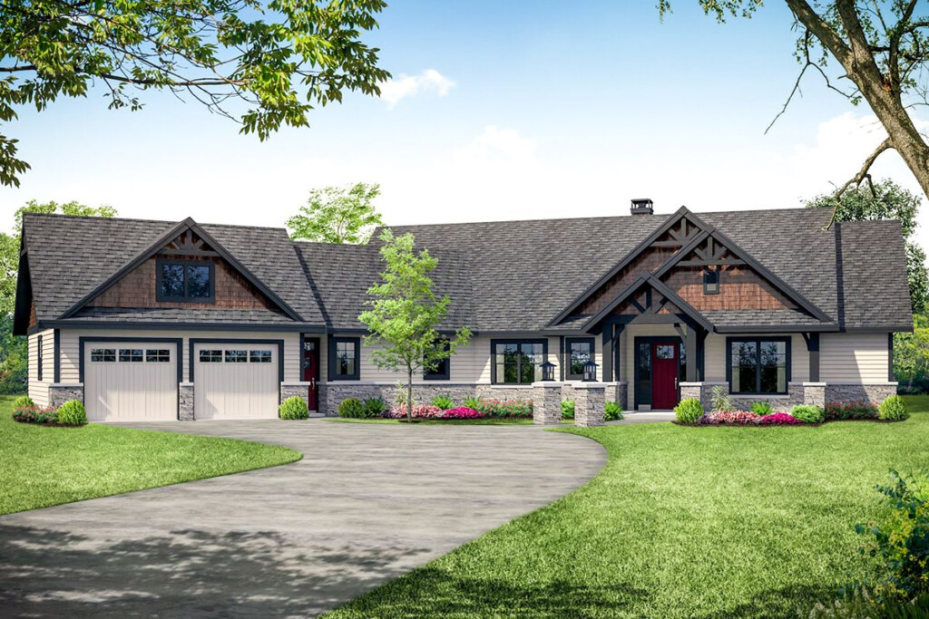 Plan 72937DA Rugged Craftsman Ranch Home Plan With Angled Garage  - 2000 SQ FT Ranch House Plans With Rv Garage