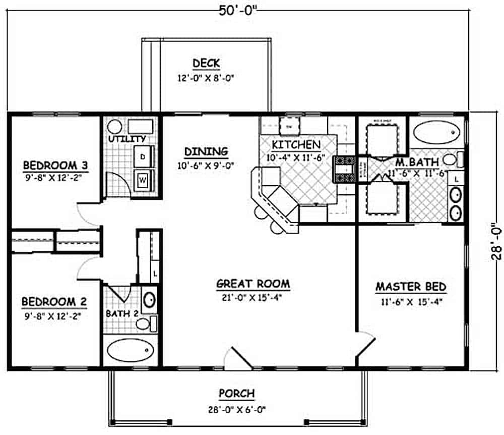 Ranch Home 3 Bedrms 2 Baths 1400 Sq Ft Plan 200 1074 - 1400 SQ FT House Plans 3 Bedroom Garage Fireplace