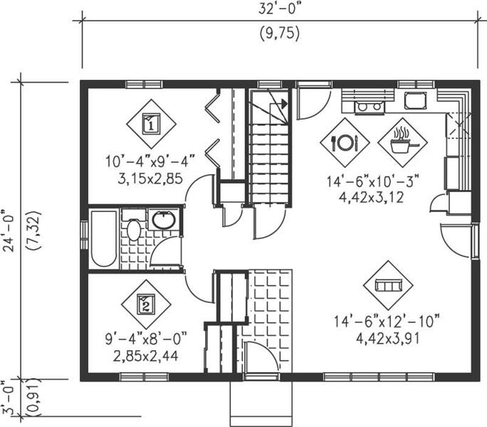 Ranch House Plan 2 Bedrms 1 Baths 768 Sq Ft 157 1451 - 768 SQ FT House Plans