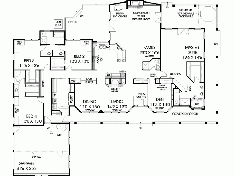 Ranch Style House Plan 4 Beds 4 Baths 3600 Sq Ft Plan 60 452 Ranch  - 3600 SQ FT House Plans With 4 Bedrooms