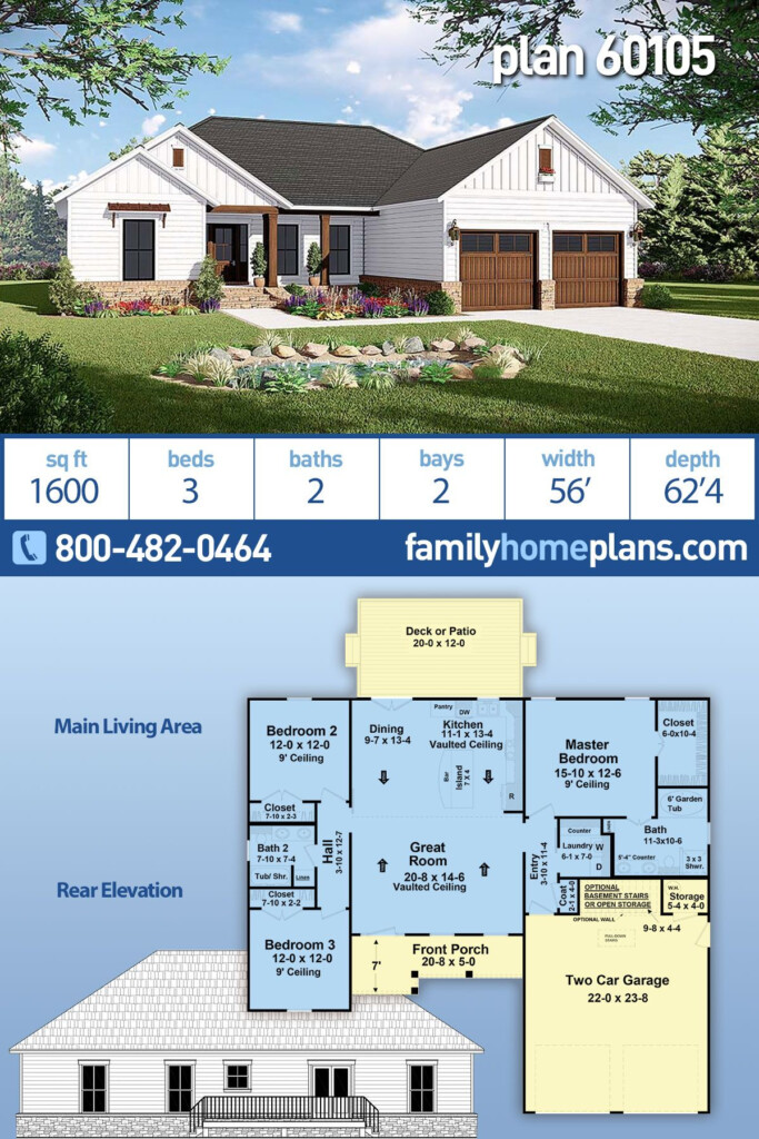 Ranch Style House Plans 1600 Sq Ft Printable Templates Free - House Plans For 1600 SQ FT