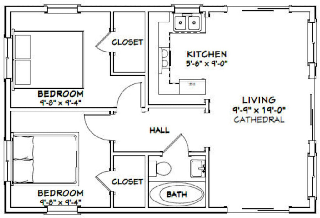 Simple Bedroom House Plan 21271DR Architectural Designs 42 OFF - 600 SQ FT Two Bedroom House Plans