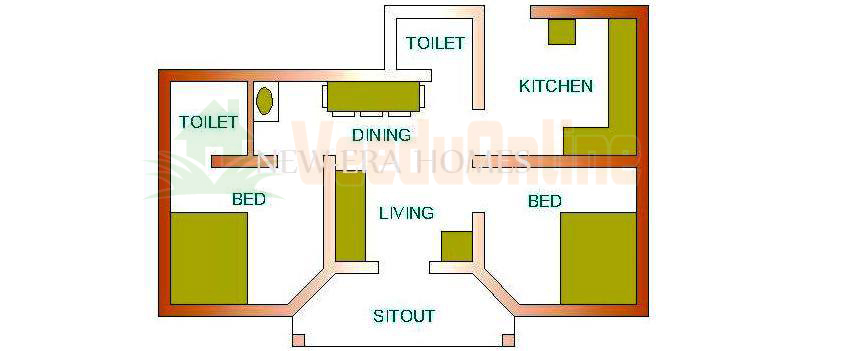 Simple Kerala Home Design With 2 Bedrooms In 650 Squire Feet Including  - 650 SQ FT House Plans 2 Bedroom Kerala Style