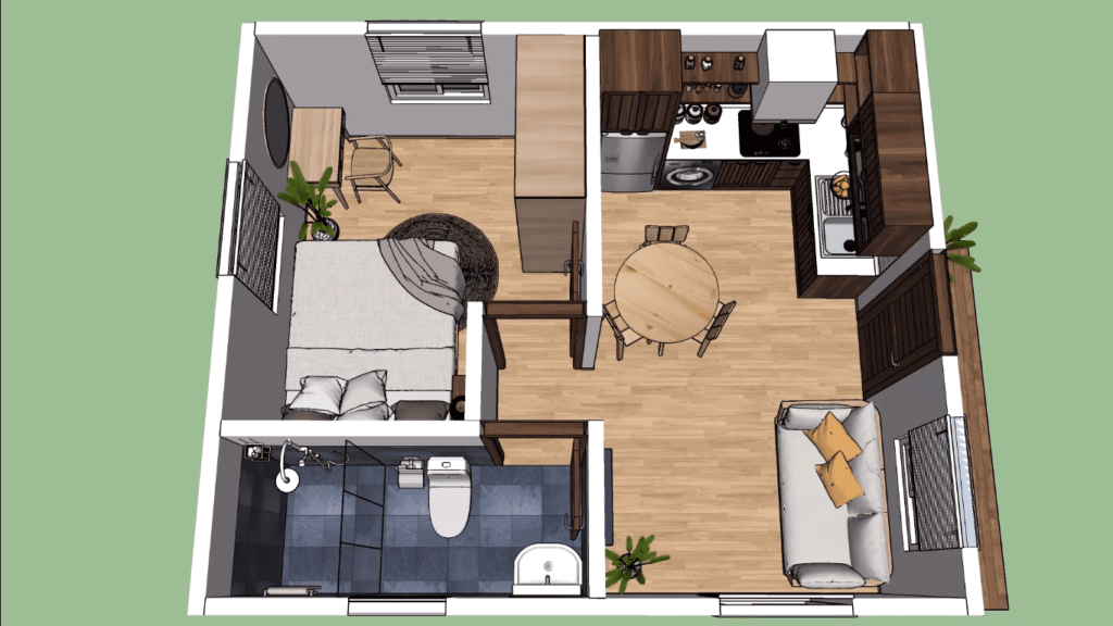 Small House Design Idea Of 320 Sqft Dream Tiny Living - 320 SQ FT House Plans In India