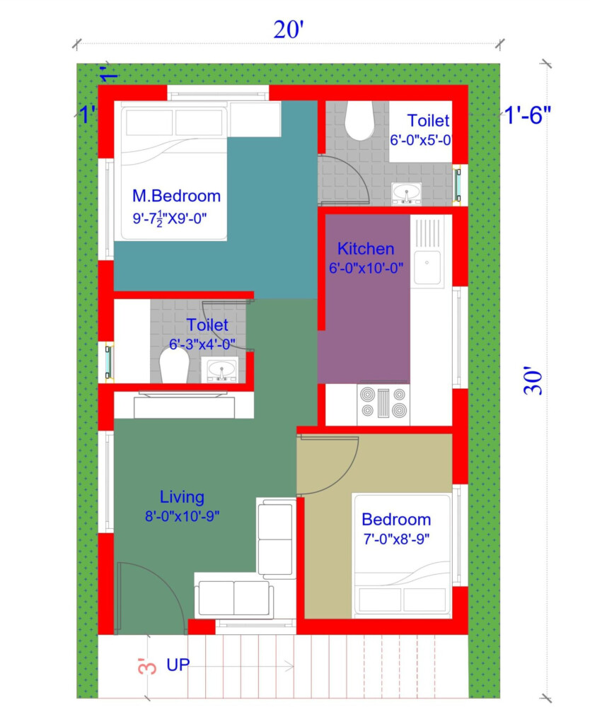 Small House Floor Plans 600 Sq Ft Home Alqu - 600 SQ FT House Plans 2 Bedroom North Facing