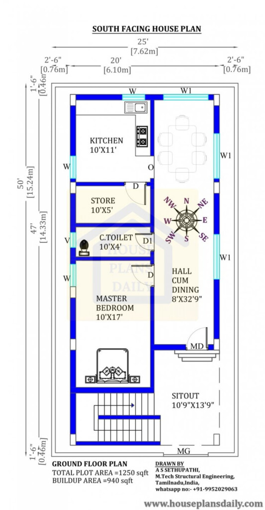 South Facing Floor Plan South Face Home Two Story House Plan  - 600 SQ FT House Plans South Facing