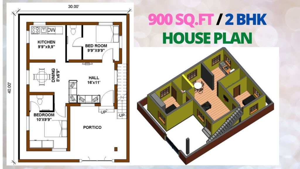 SOUTH FACING HOUSE PLANS FREE HOUSE PLAN IN TAMIL 900 SQ FT 2BHK HOUSE  - 900 SQ FT House Plans South Facing