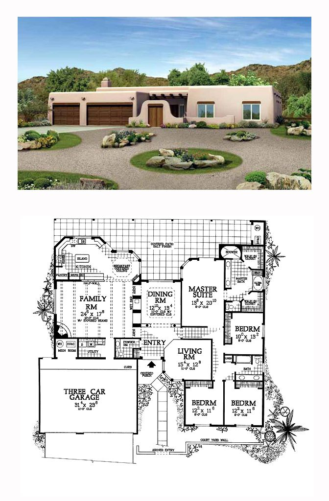 Southwest Adobe Style House Plans - 800 SQ FT House Plans 2 Bedroom Southwest Styllestyle