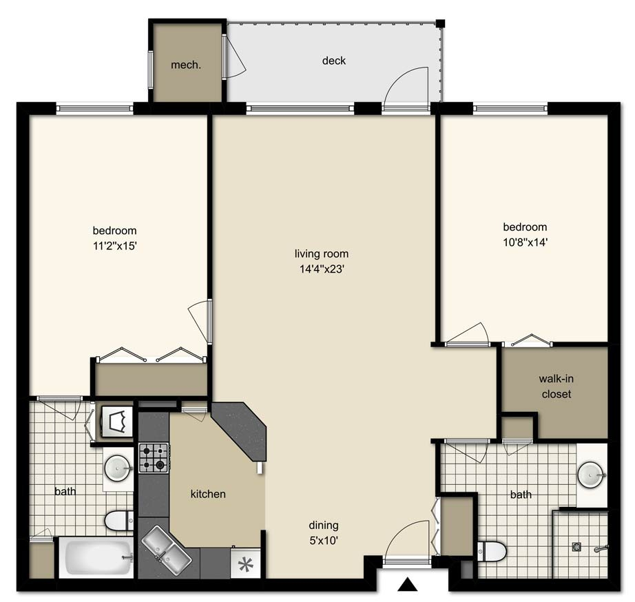 Standard Two Bedroom 1 100 Sq Ft Trail Ridge Senior Living - 2 Bedroom 1100 SQ FT House Plans