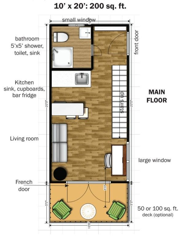 The Eagle 1 A 350 Sq Ft 2 Story Steel Framed Micro Home Tiny House  - 350 SQ FT House Plans 2 Floor