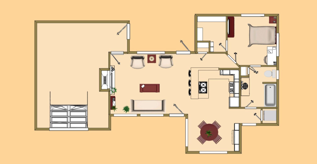 The Floor Plan Of Cozy s 690 Sq Ft Slide Mountain Floor Plans  - 690 SQ FT House Plans