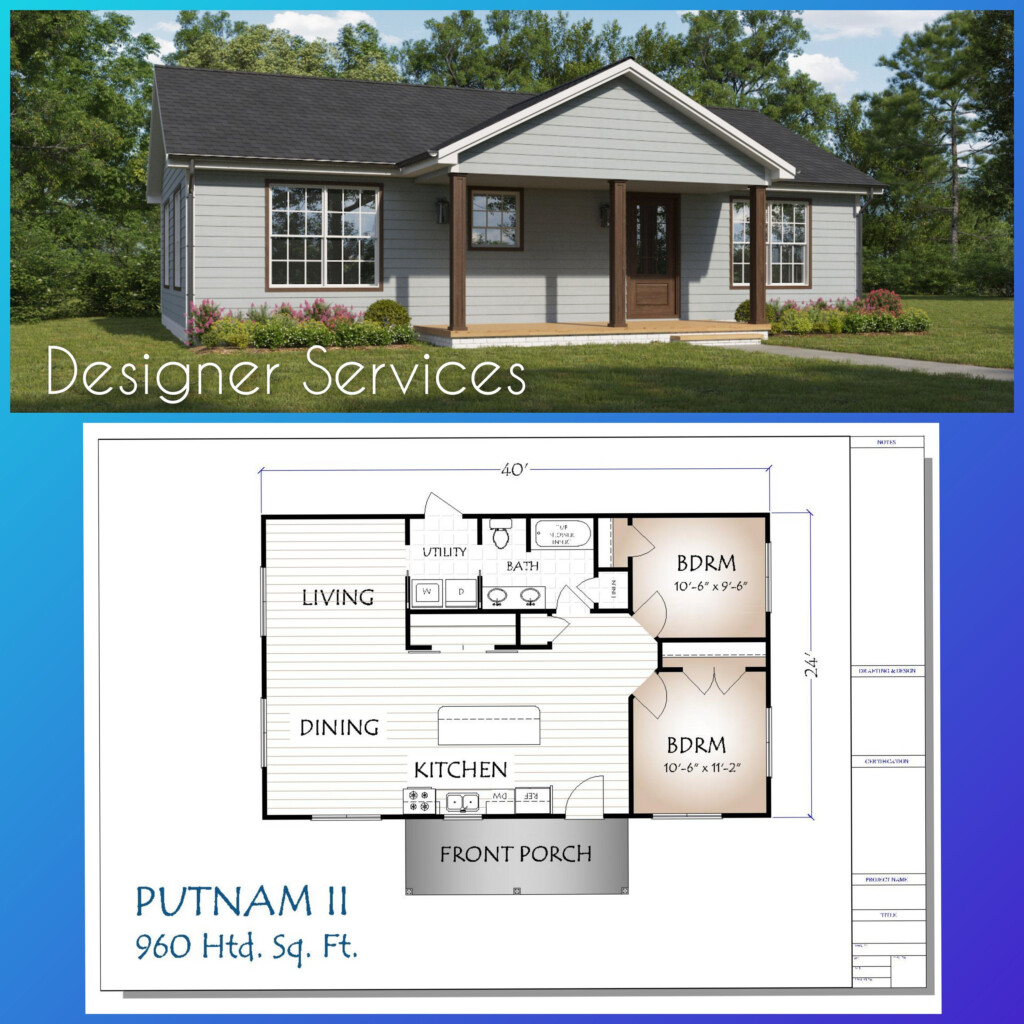 The Putnam II 960 Square Feet Etsy Building Plans House House  - 960 SQ FT House Plans 3 Bedroom