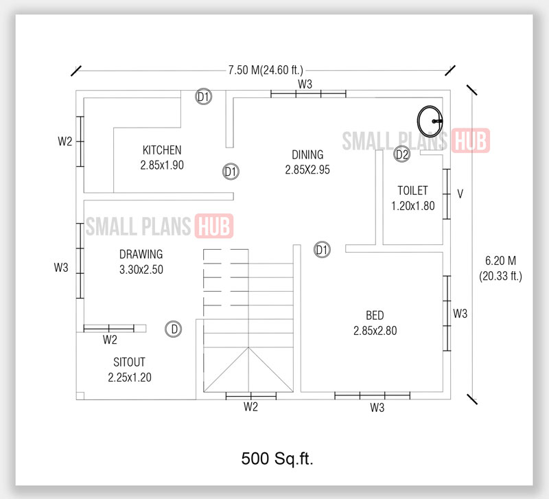 Three Low Budget 1000 Sq ft Three Bedroom House Plans For 120 Sq yard  - 1000 SQ FT Low Cost House Plans